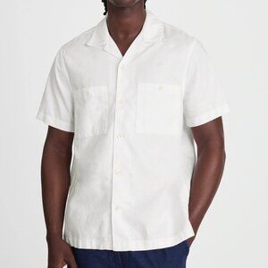 NWT Madewell Men's M Camp Collar Short-Sleeve Shirt Everyday Twill White NU196